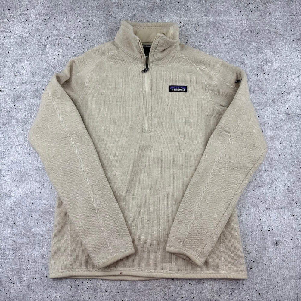 Patagonia Women's Medium Better Sweater 1/4-Zip Fleece Tan Cream Ivory